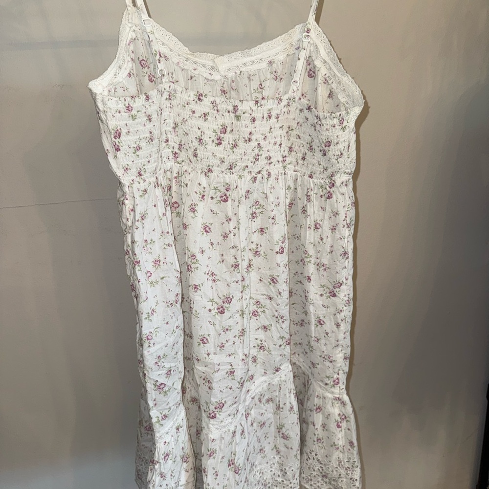 Floral White Sundress with Pink Accents